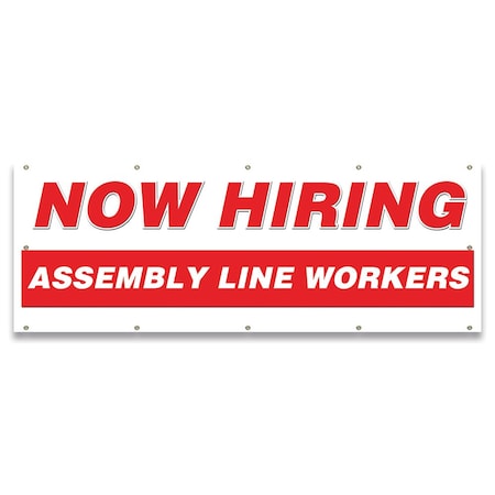 Signmission Now Hiring Assembly Line Workers Banner Apply Inside Accepting Application Single Sided B-120-30194